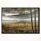 Designart - Pier in Brown Lake - Landscape Photo Canvas Art Print in Black Frame
